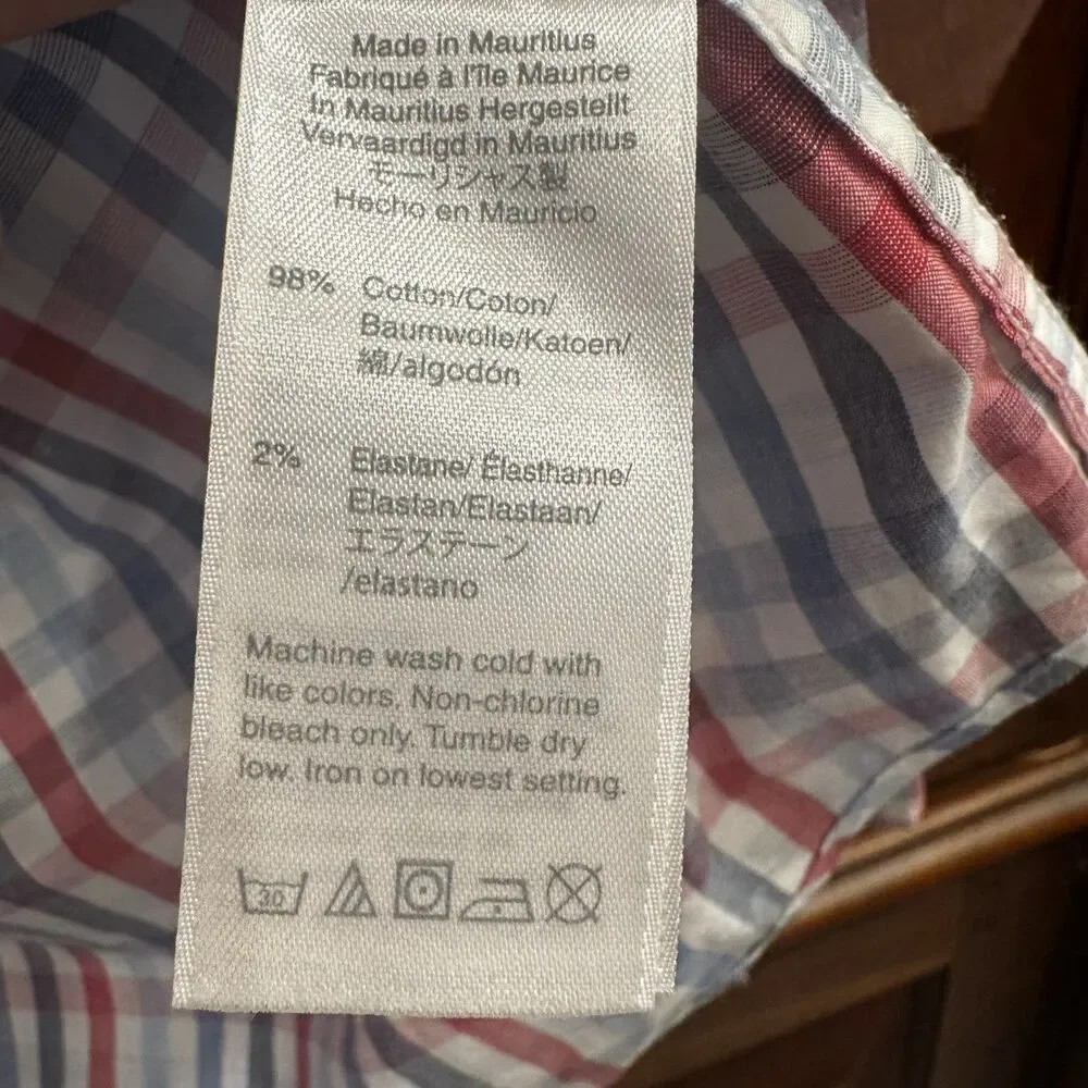 J.Crew Flex Washed Plaid Button Down Shirt Red Blue White Gingham Shirt XL